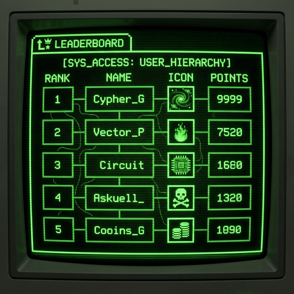 MindHack pixel terminal leaderboard screen
